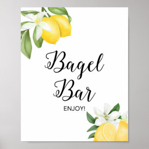 Poster Sinal de Chuveiro com Tema de Limão Cítrico Bagel