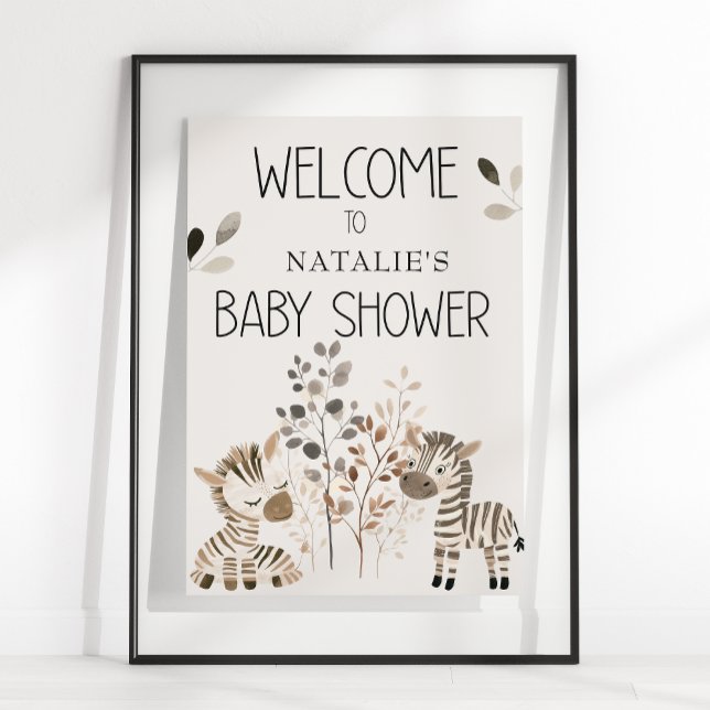 Poster Sinal de Chuveiro de Bebê Animais da Creche Safari (Criador carregado)