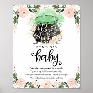 Poster Sinal de Chuveiro de Bebê Menina de Halloween Não 