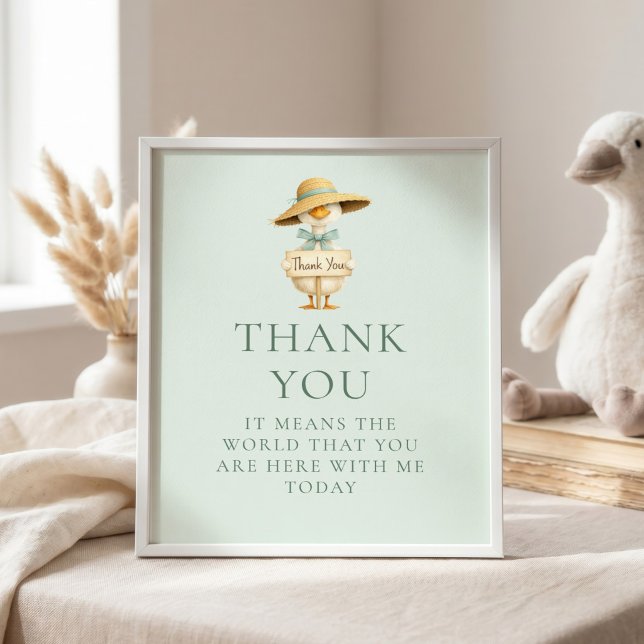 Poster Sinal de Chuveiro de Bebê Obrigado Silly Goose Sag (Criador carregado)