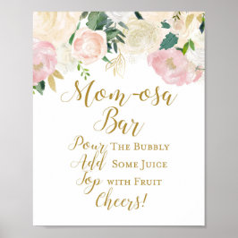 Poster Sinal de Chuveiro de Bebê Rosa e Dourado