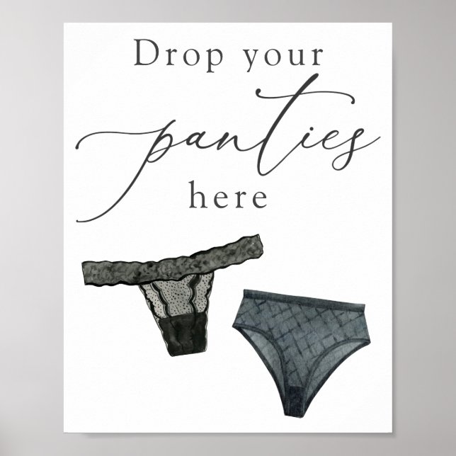 Poster Sinal de Chuveiro de Lingerie 'Black Drop Your Pan (Frente)