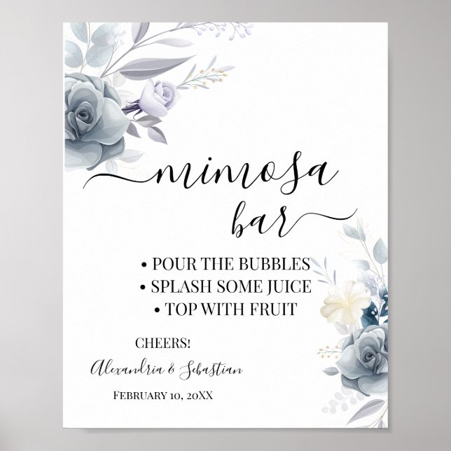 Poster Sinal de Chuveiro de Noiva Barra de Mimosa de Flor (Frente)