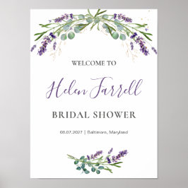 Poster Sinal de Chuveiro de Noiva com Flores de Eucalipto