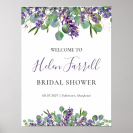 Poster Sinal de Chuveiro de Noiva com Flores de Eucalipto