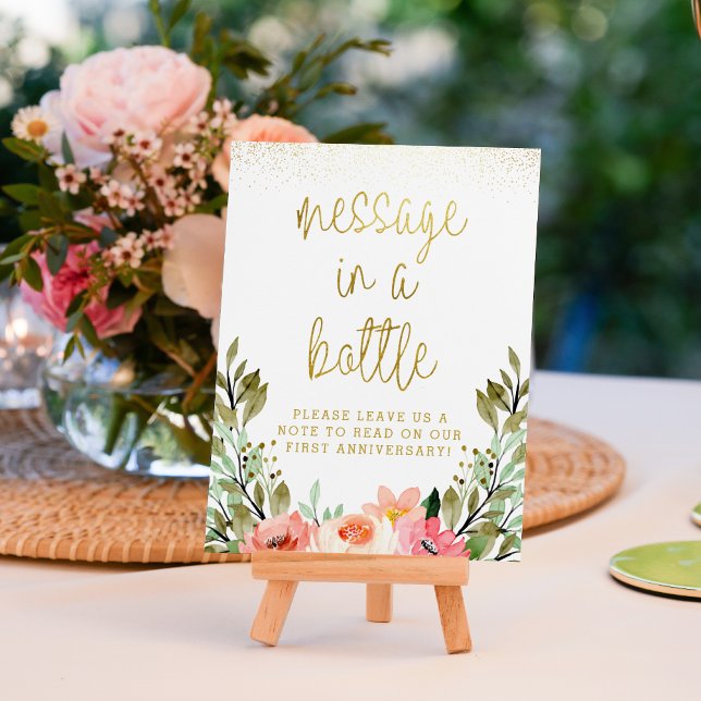 Poster Sinal de Chuveiro de Noiva com Mensagem Floral em  (Sign Mock-up)