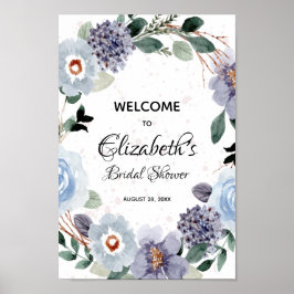 Poster Sinal de Chuveiro de Noiva Floral em Aquarela Eleg