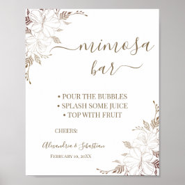 Poster Sinal de Chuveiro de Noiva Floral Lines Mimosa Bar
