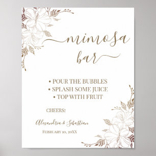 Poster Sinal de Chuveiro de Noiva Floral Lines Mimosa Bar