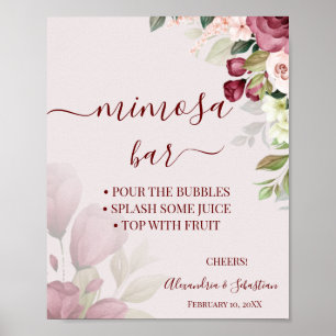 Poster Sinal de Chuveiro de Noiva Floral Roses Mimosa Bar