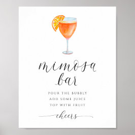Poster Sinal de Chuveiro de Noiva Mimosa Bar Aquarela