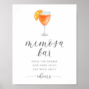 Poster Sinal de Chuveiro de Noiva Mimosa Bar Aquarela