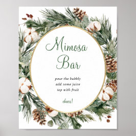 Poster Sinal de Chuveiro de Noiva Pine Winter Mimosa Bar