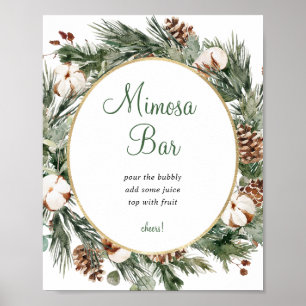 Poster Sinal de Chuveiro de Noiva Pine Winter Mimosa Bar