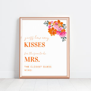Poster Sinal de Chuveiro de Noiva Pink & Orange Quantos B