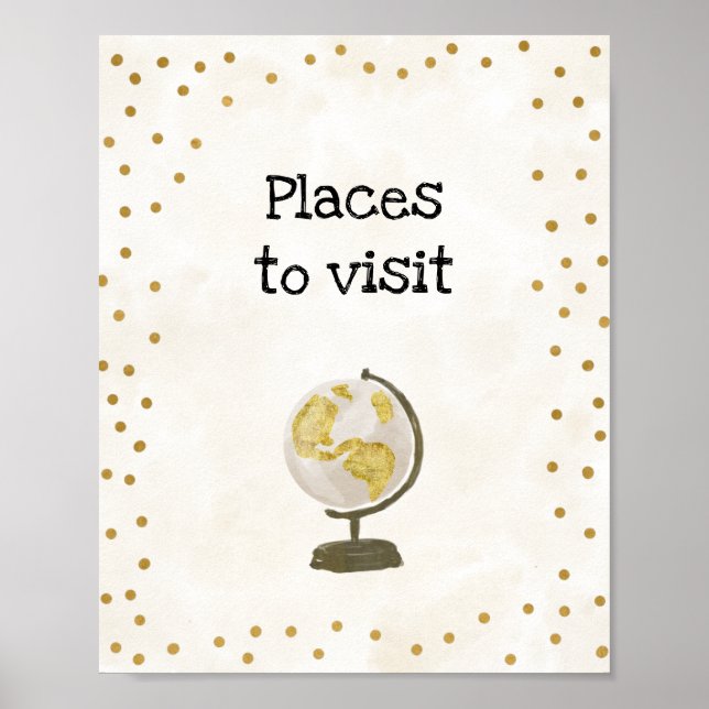 Poster Sinal de Chuveiro de Noiva Temático de Viagem (Frente)