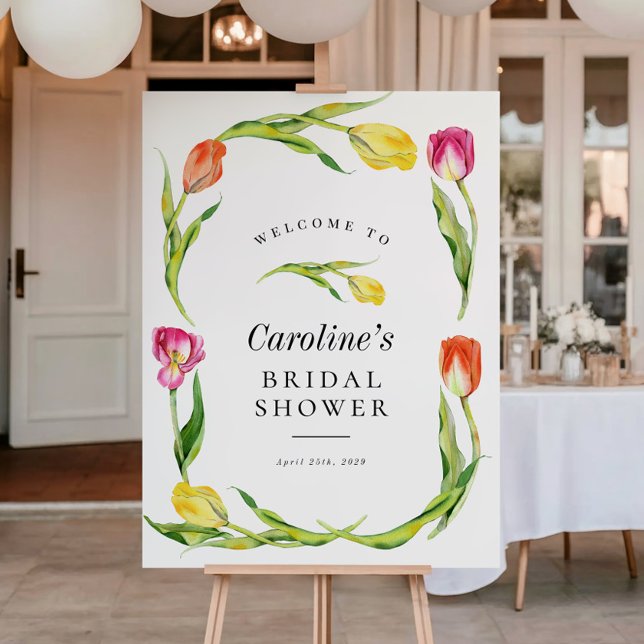Poster Sinal de Chuveiro de Noiva Tulipa Flor de Primaver (Criador carregado)