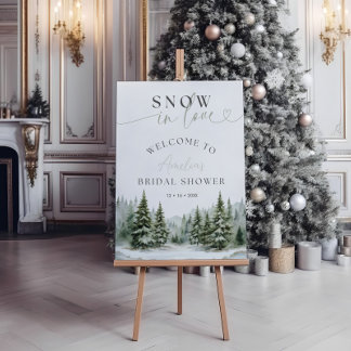 Póster Sinal de Chuveiro Nupcial de Inverno Snow in Love