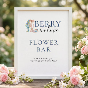Poster Sinal de Chuveiro Nupcial Flor de Mirtilo
