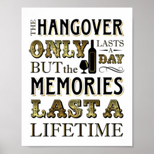 Poster Sinal de citação do Vintage Dourada HANGOVER Impre