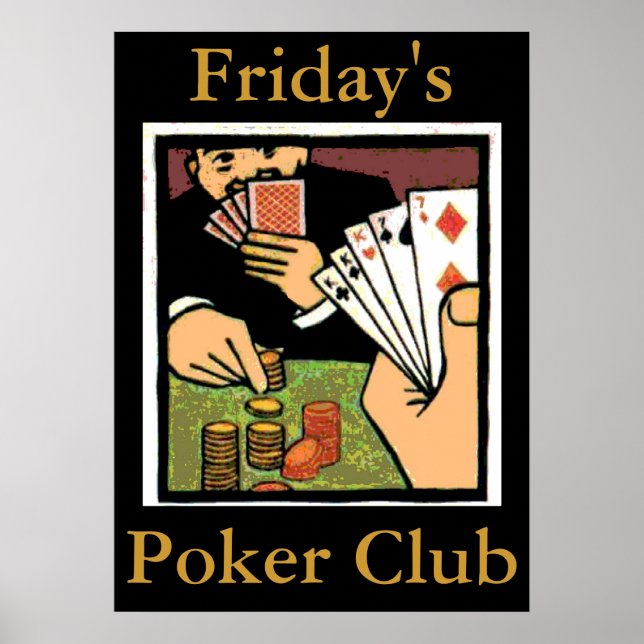 Póster Sinal de clube de pôquer, editar texto (Frente)