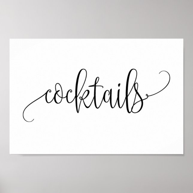 Poster Sinal de Cocktails de Casamento (Frente)
