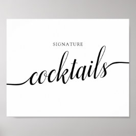 Poster Sinal de "Cocktails" de Casamento de Caligrafia Pr