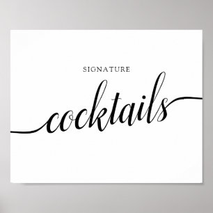 Poster Sinal de "Cocktails" de Casamento de Caligrafia Pr