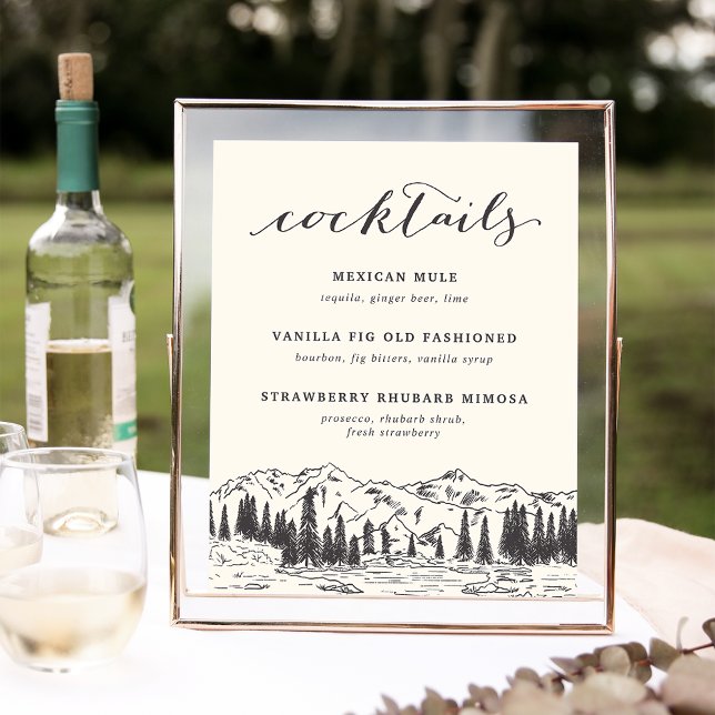 Poster Sinal de Cocktails Especiais de Casamento em Esque (Criador carregado)