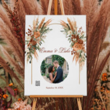 Sinal de Código QR de Foto de Casamento Personaliz