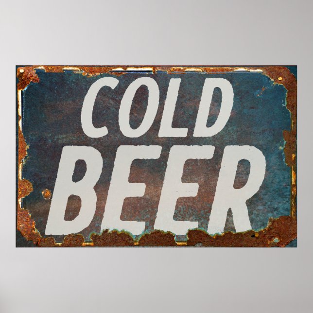 Poster Sinal de colheita de Frio BEER rusty retro derelic (Frente)