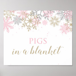 Poster Sinal de Comida 2 do Floco de Neve Rosa de Onederl