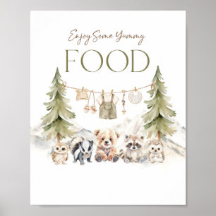 Poster Sinal de comida Aventura na Floresta Menino Chá de