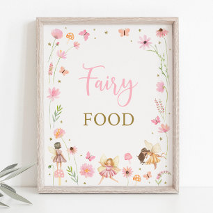 Poster Sinal de Comida de Aniversário Floral do Jardim Lá
