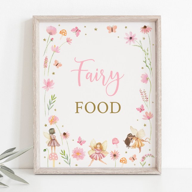Poster Sinal de Comida de Aniversário Floral do Jardim Lá (Criador carregado)