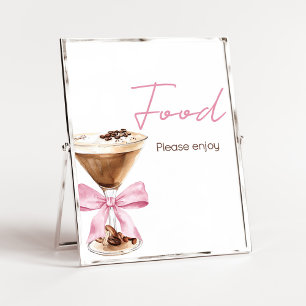 Poster Sinal de comida de café expresso com laço rosa par