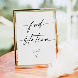 Poster Sinal de Comida de Casamento Minimalista