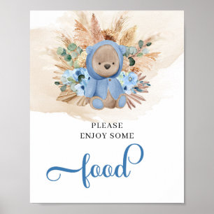 Poster Sinal de comida de grama do urso de pelúcia tropic