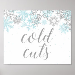Poster Sinal de Comida de Inverno Onederland Flocos de Ne