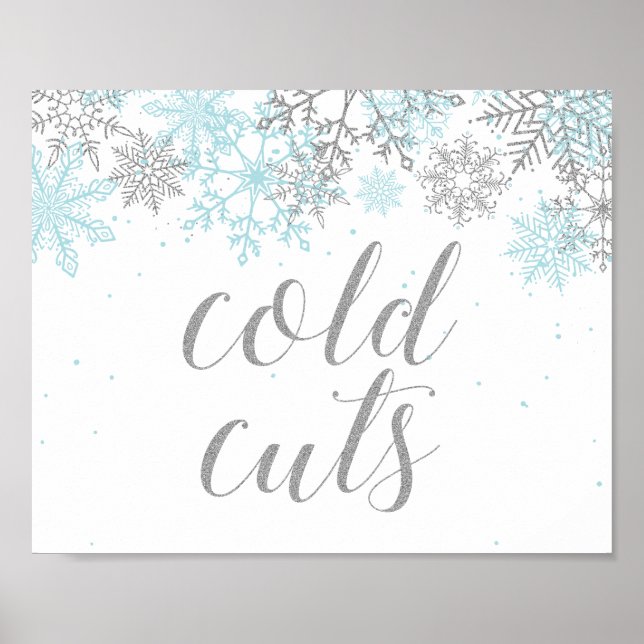 Poster Sinal de Comida de Inverno Onederland Flocos de Ne (Frente)