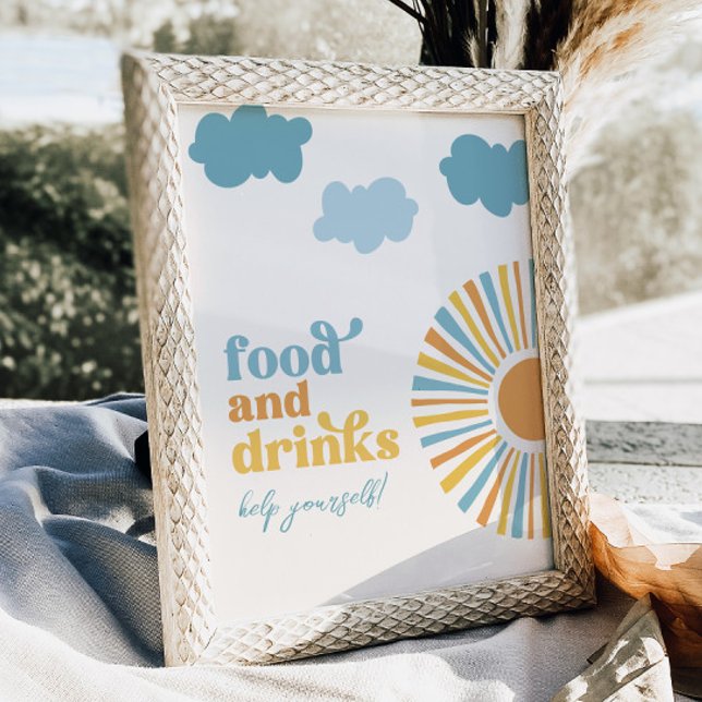 Poster Sinal de Comida Digital Sun Party e Bebidas (Criador carregado)