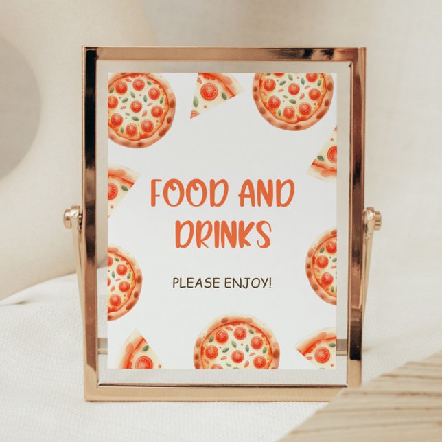 Poster Sinal De Comida E Bebidas De Pizza Chá de fraldas (Criador carregado)