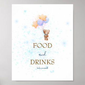 Poster Sinal de Comida e Bebidas para Chá de Bebê 'Mal Po