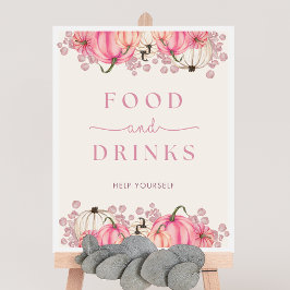 Poster Sinal de Comida e Chá de fraldas de abóbora