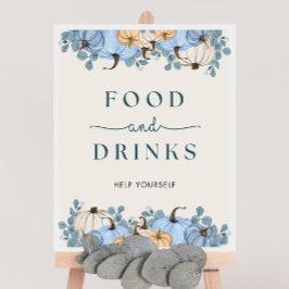 Poster Sinal de Comida e Chá de fraldas de abóbora