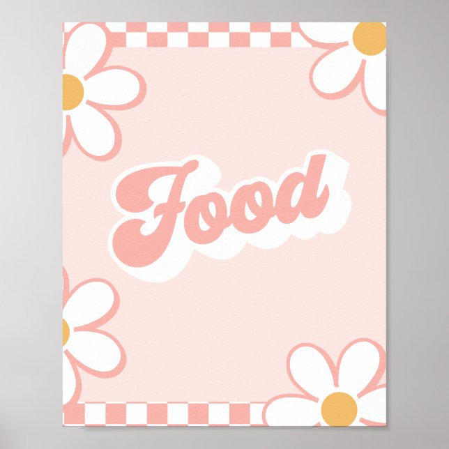 Poster Sinal de comida para chá de bebê Groovy (Frente)