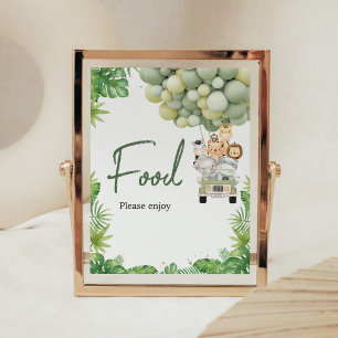 Poster Sinal de comida para chá de bebê Oh Boy Jungle Saf