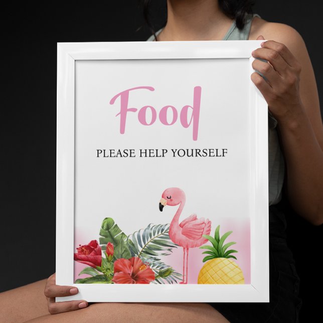Poster Sinal de Comida Rosa Tropical Flamingo (Criador carregado)