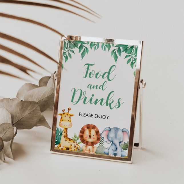 Poster Sinal de Comidas e Bebidas Selvagens ONE Safari (Criador carregado)