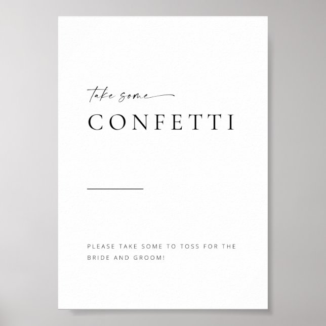 Poster Sinal de Confetti de Casamento de Script Minimalis (Frente)